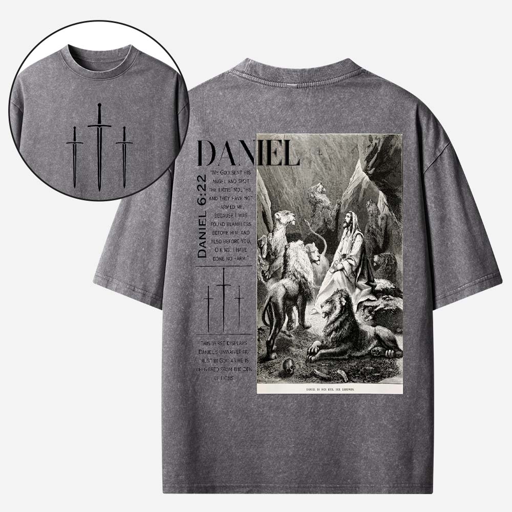 Daniel in the Lion's Den Christian Washed T-Shirt