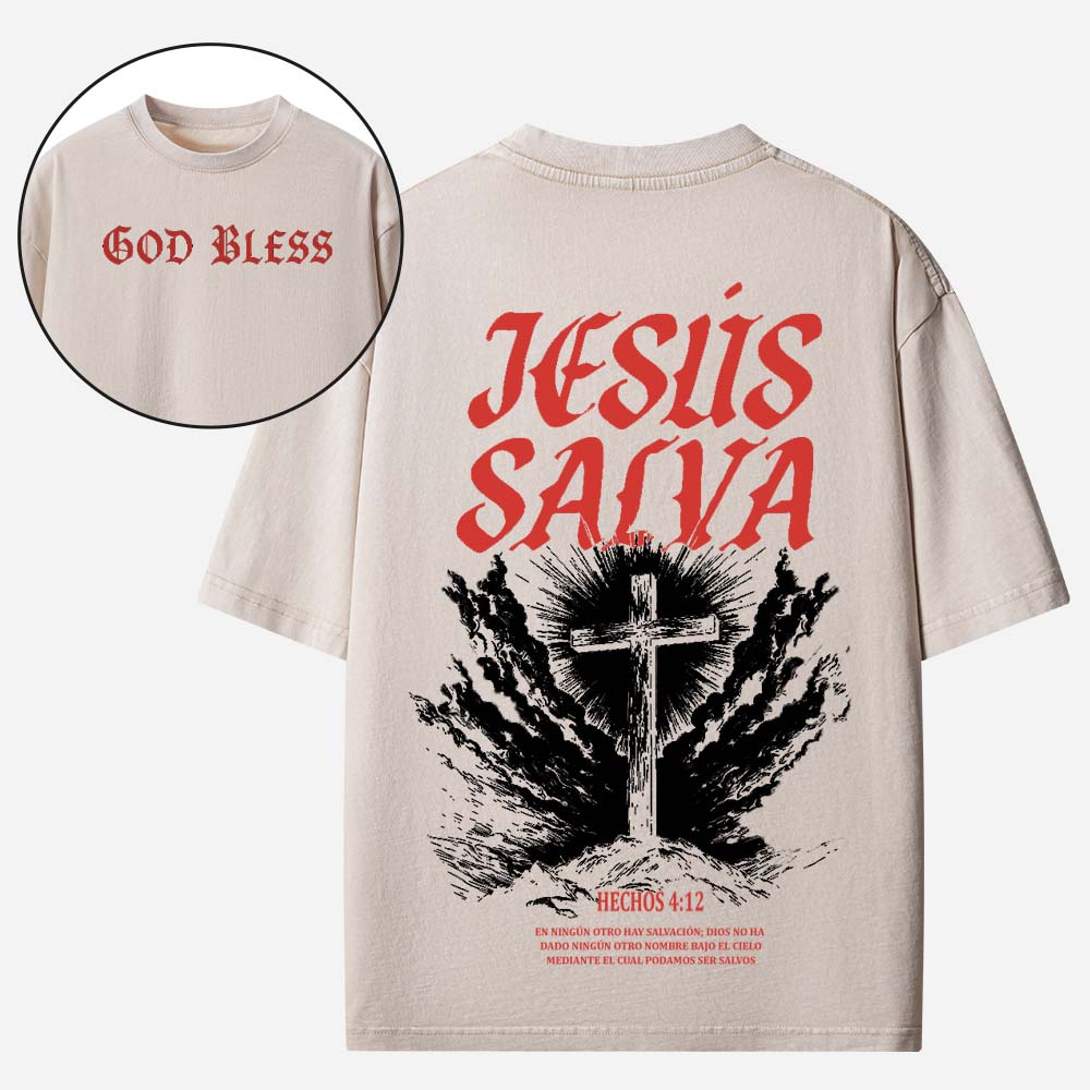 Jesus Salva Christian Washed T-Shirt