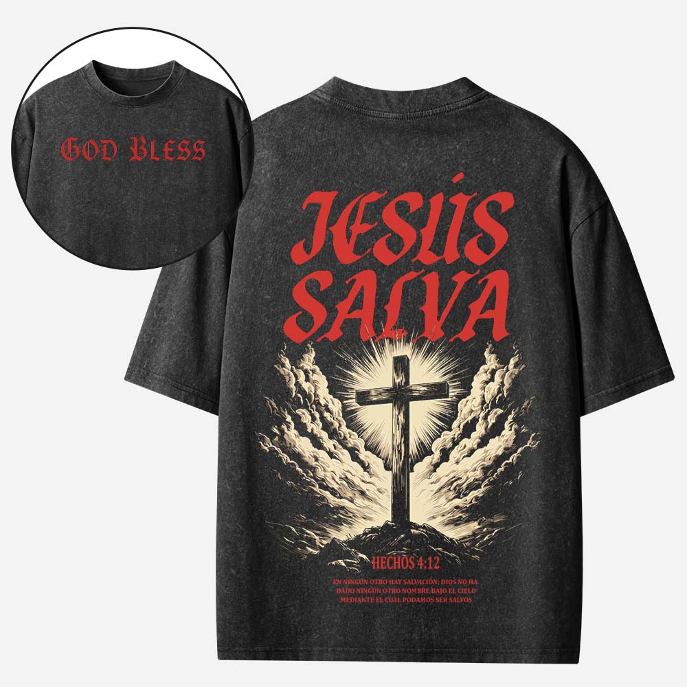 Jesus Salva Christian Washed T-Shirt
