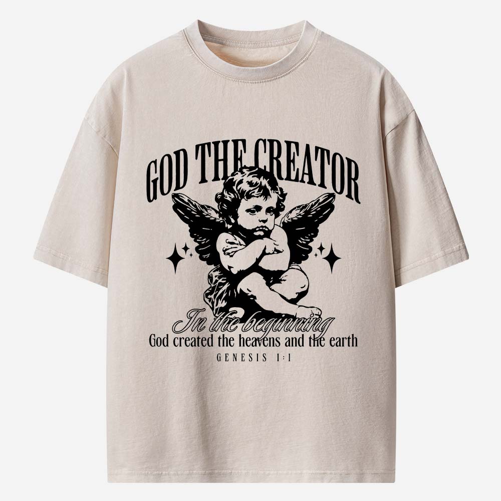 Retro God The Creator Christian Washed T-Shirt