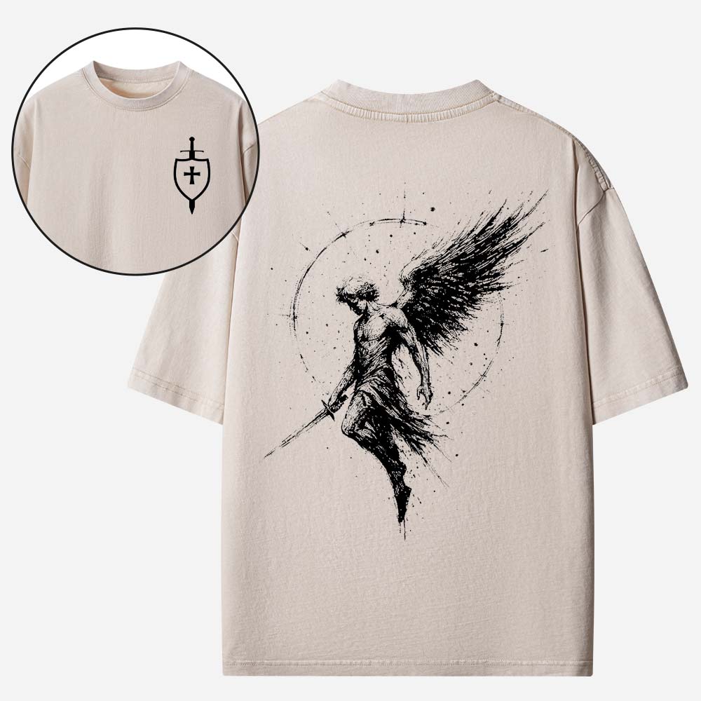 Divine Protection In Every Stitch Christian Washed T-shirt