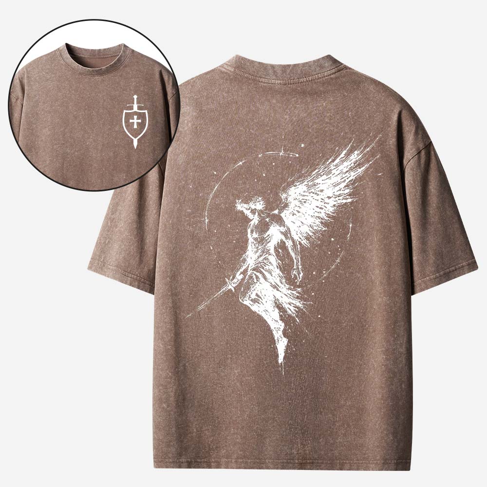 Divine Protection In Every Stitch Christian Washed T-shirt