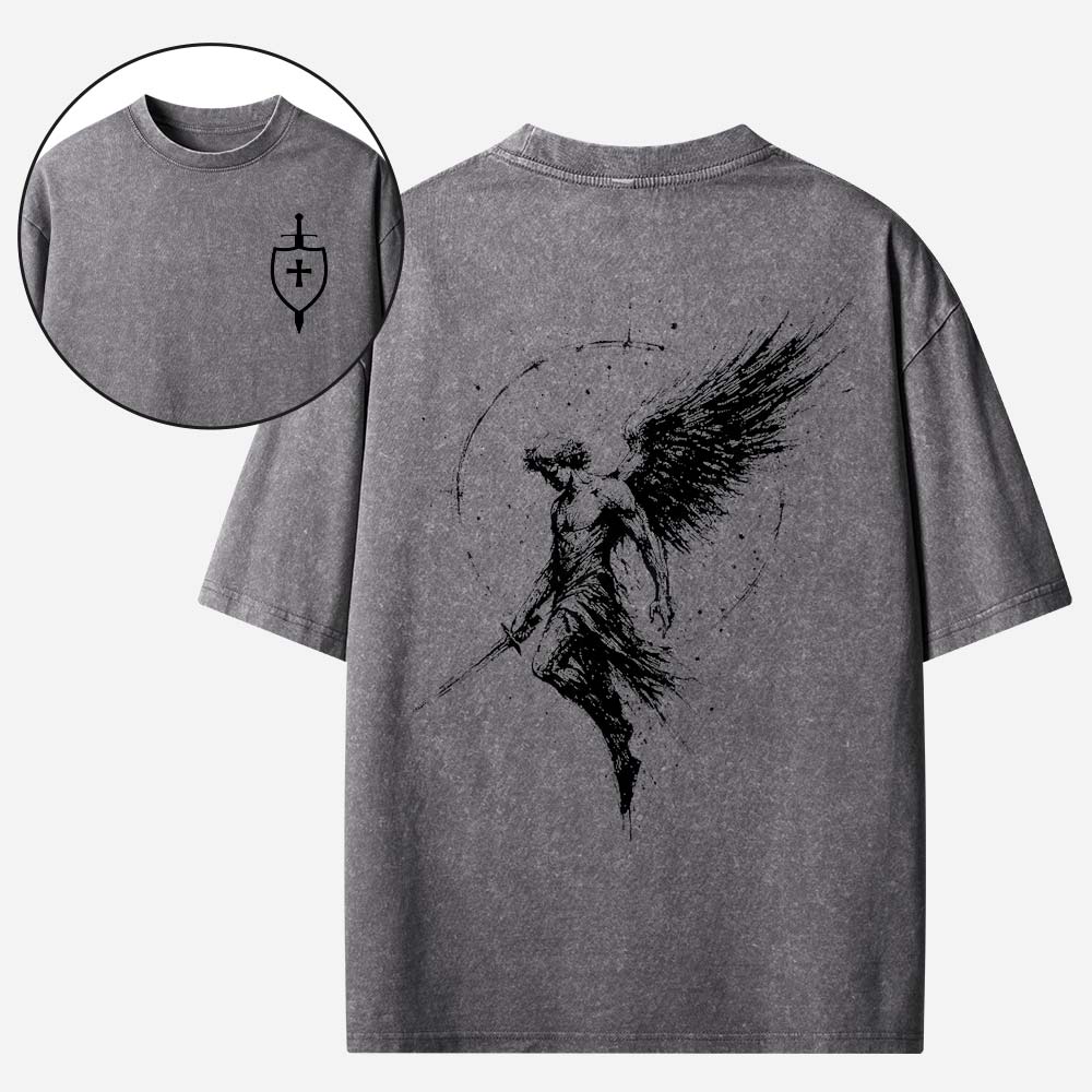 Divine Protection In Every Stitch Christian Washed T-shirt