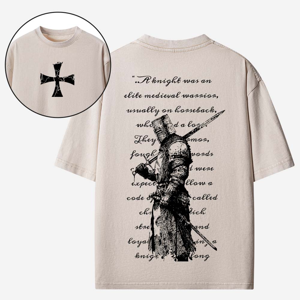Crusader Knight Christian Washed T-shirt