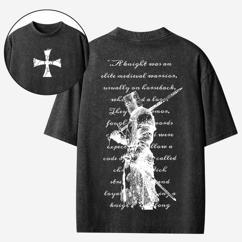 Crusader Knight Christian Washed T-shirt