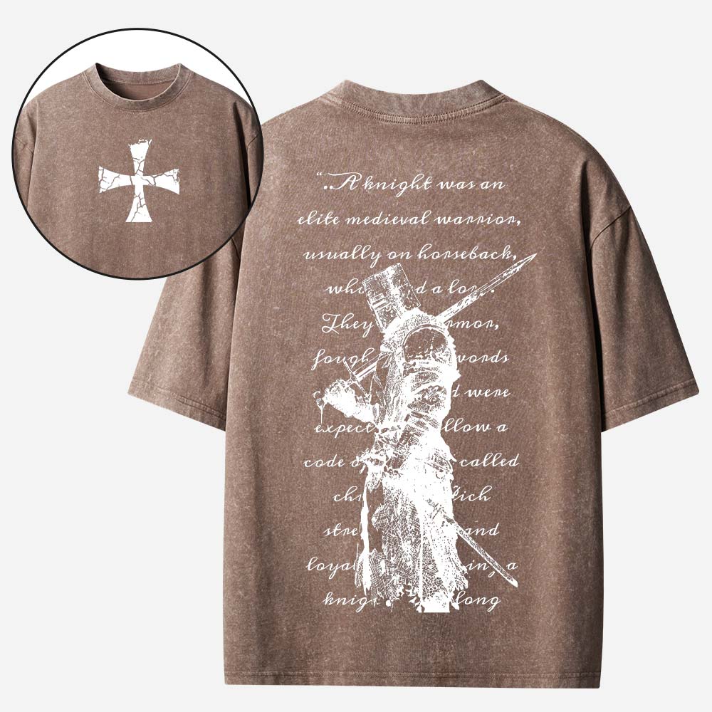 Crusader Knight Christian Washed T-shirt