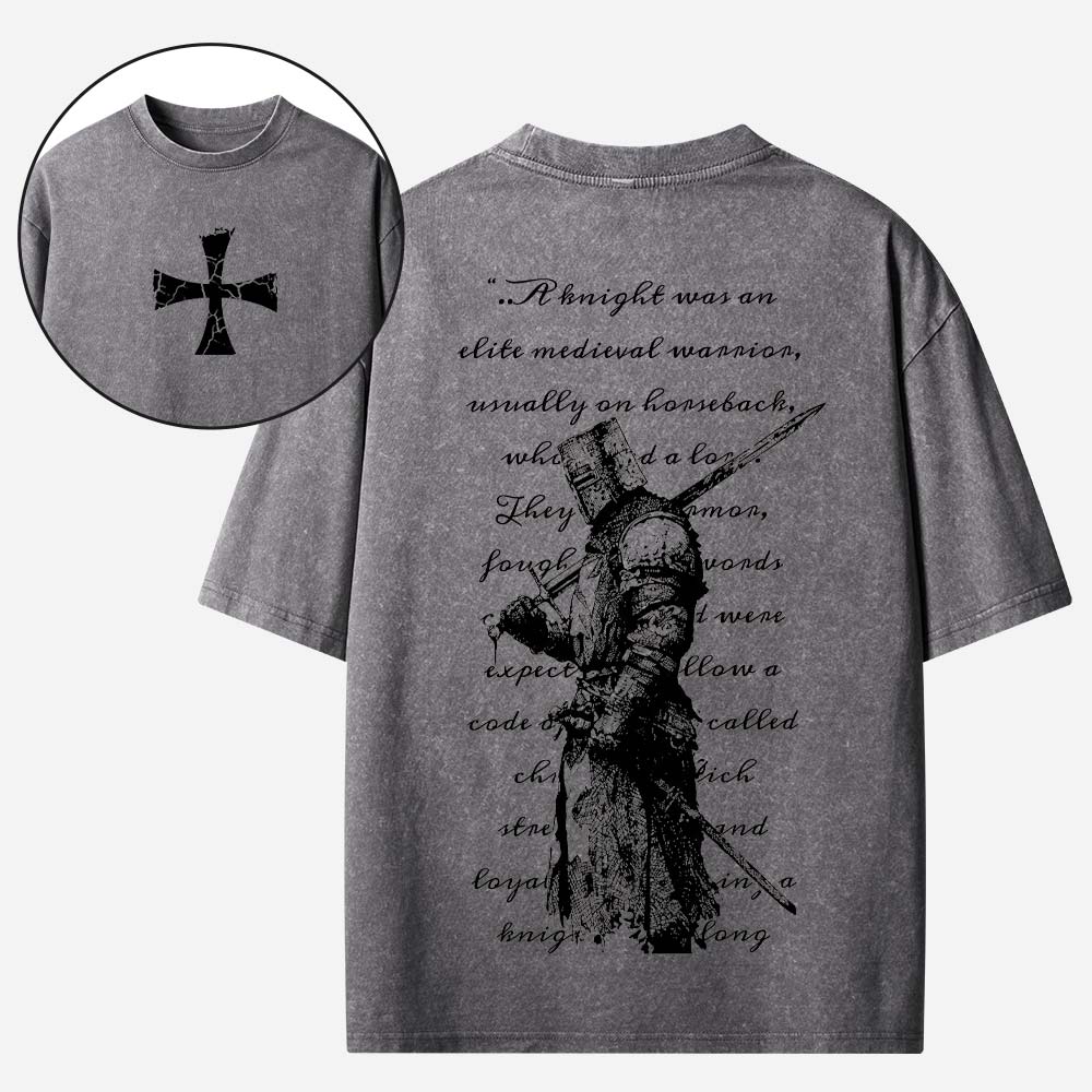 Crusader Knight Christian Washed T-shirt