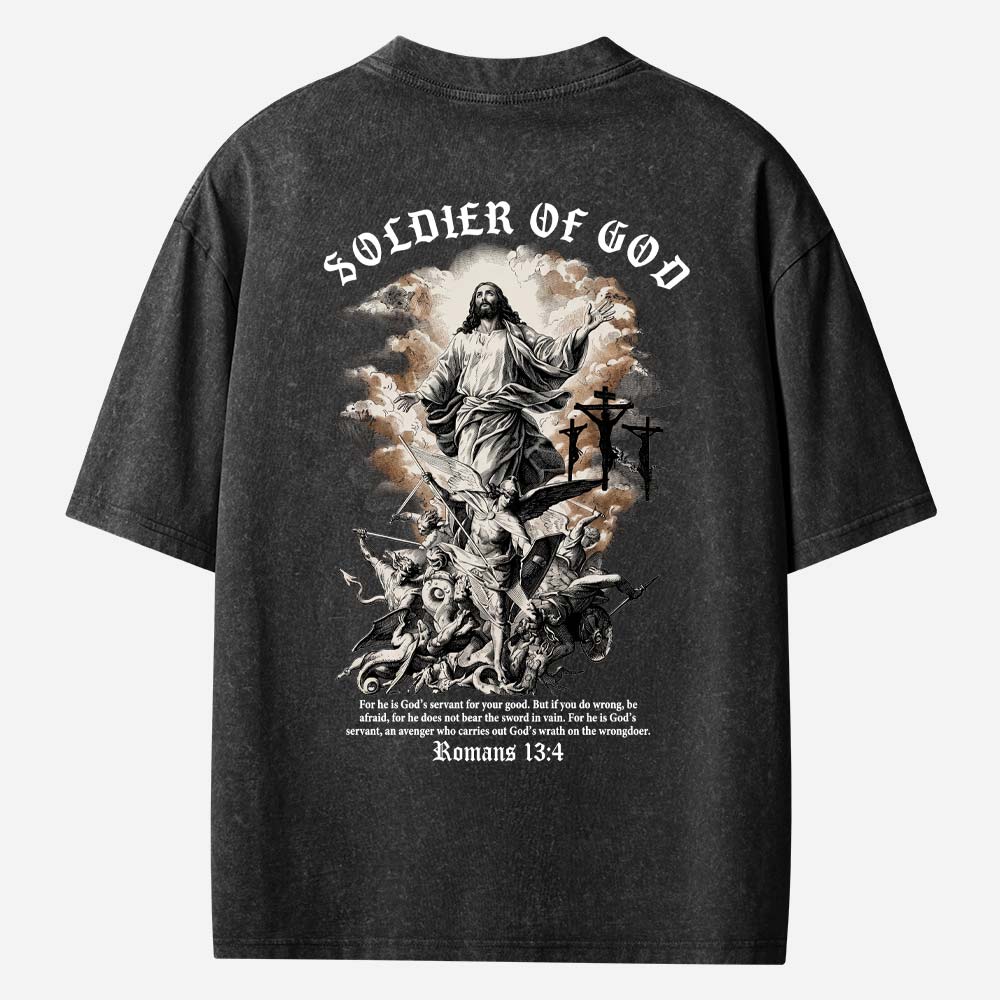 Soldier Of God Soldier Of God Christian Washed T-Shirt