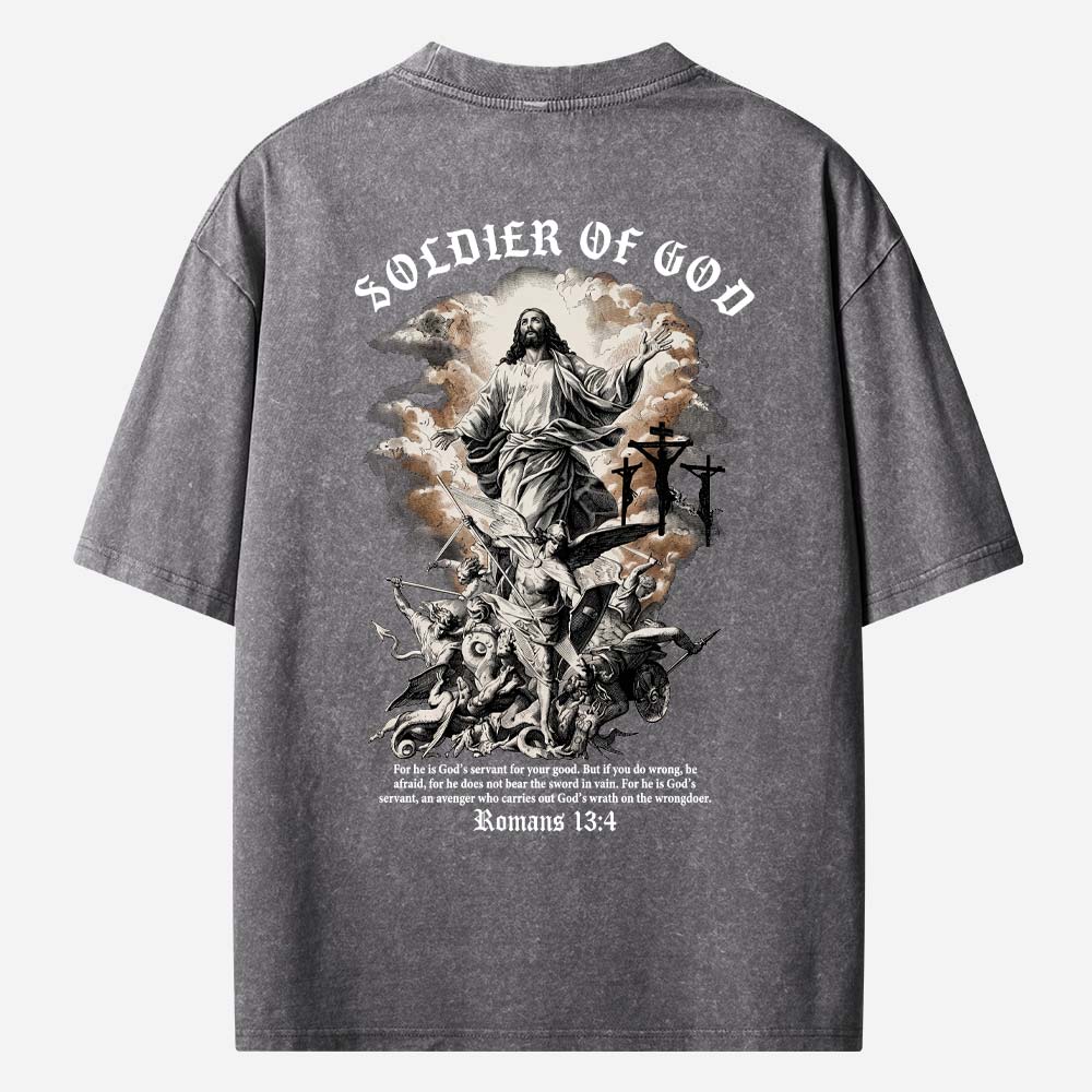 Soldier Of God Soldier Of God Christian Washed T-Shirt