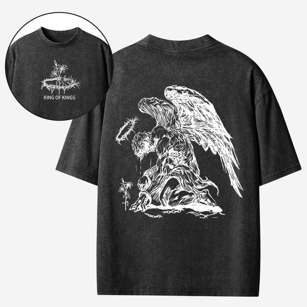 Jesus Is King Flower Of Hope Christian Washed T-shirt