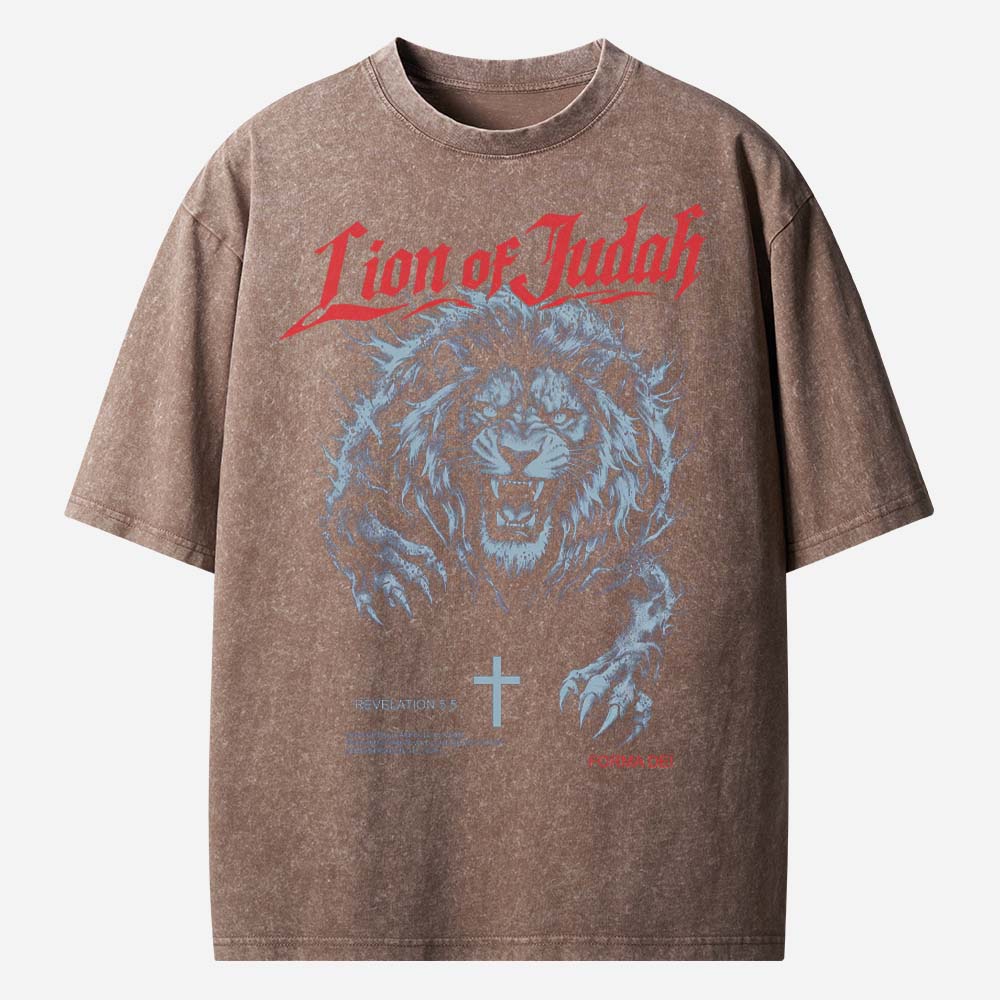 Lion of Judah Christian Washed T-Shirt