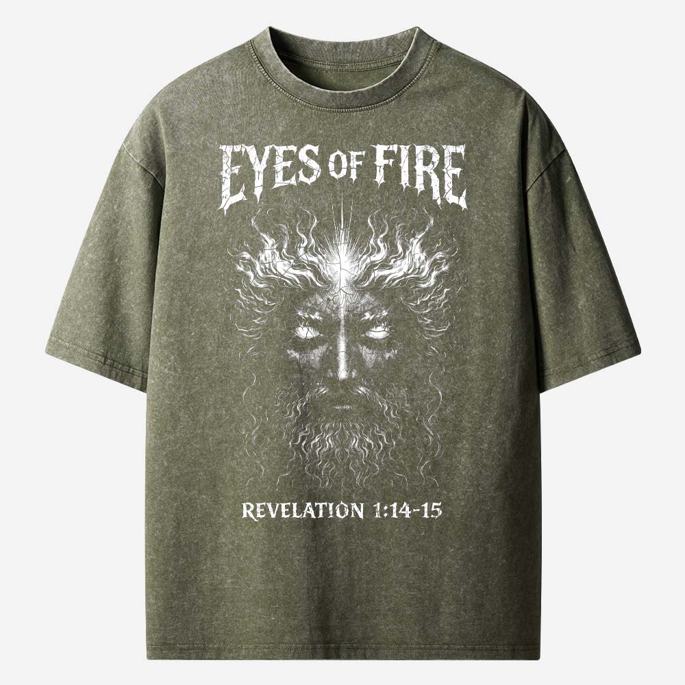 Eyes Of Fire Christian Washed T-Shirt