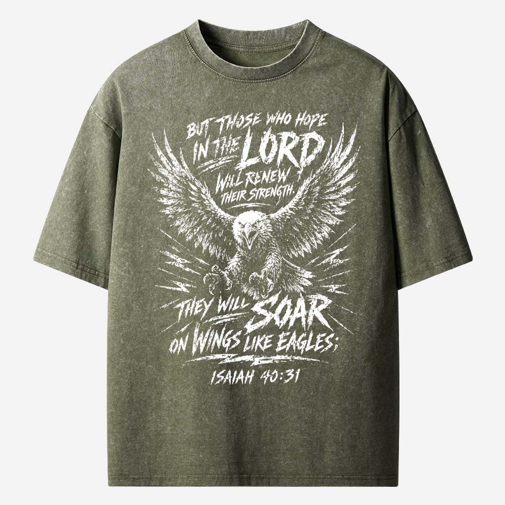 Soar on Wings Like Eagles Christian Washed T-Shirt
