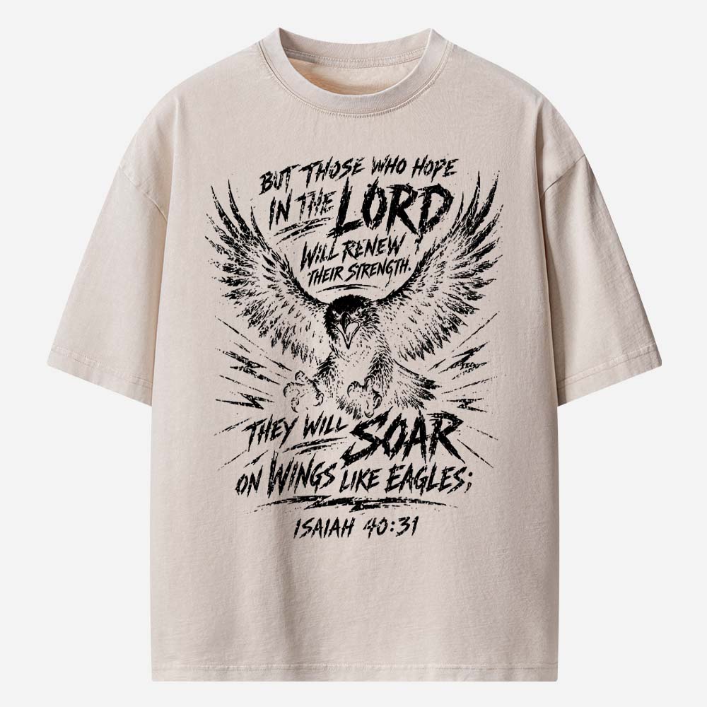 Soar on Wings Like Eagles Christian Washed T-Shirt