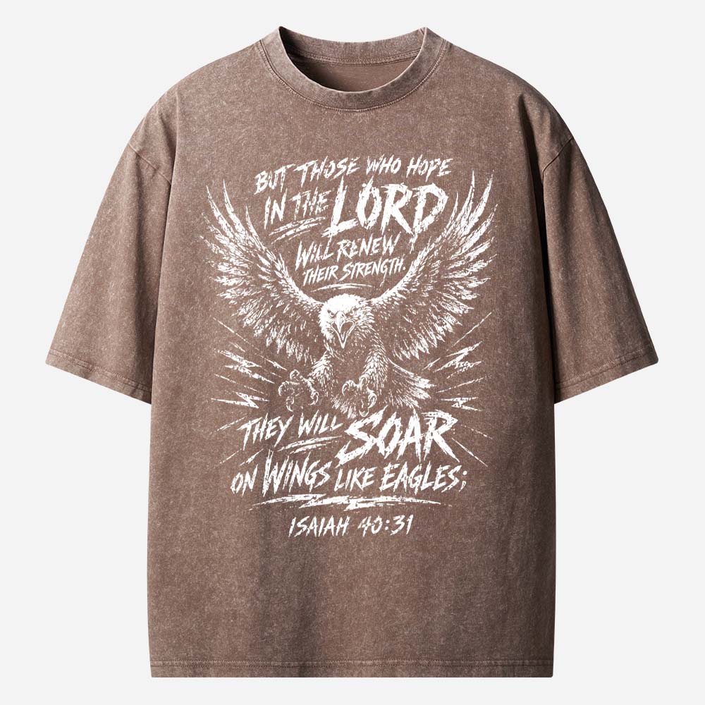 Soar on Wings Like Eagles Christian Washed T-Shirt