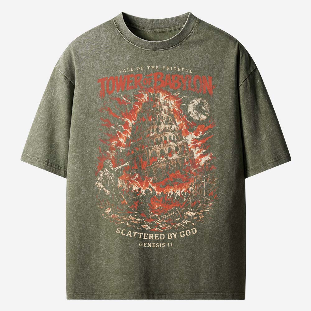 Tower of Babel Shirt Christian Washed T-Shirt