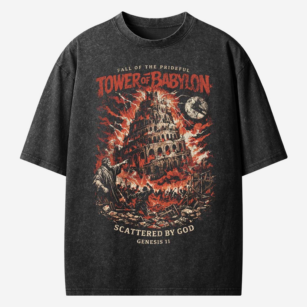 Tower of Babel Shirt Christian Washed T-Shirt