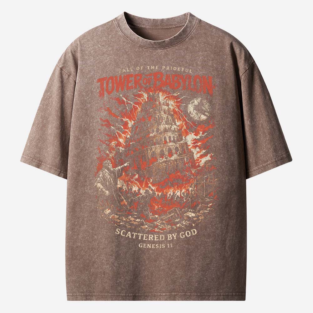 Tower of Babel Shirt Christian Washed T-Shirt