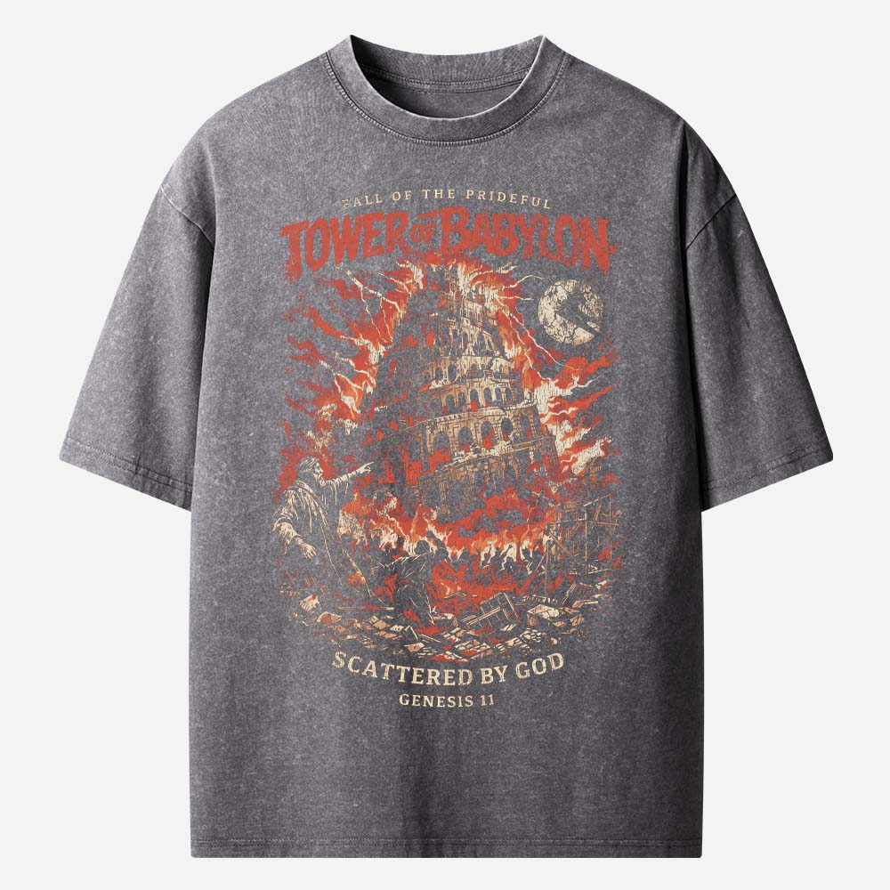 Tower of Babel Shirt Christian Washed T-Shirt