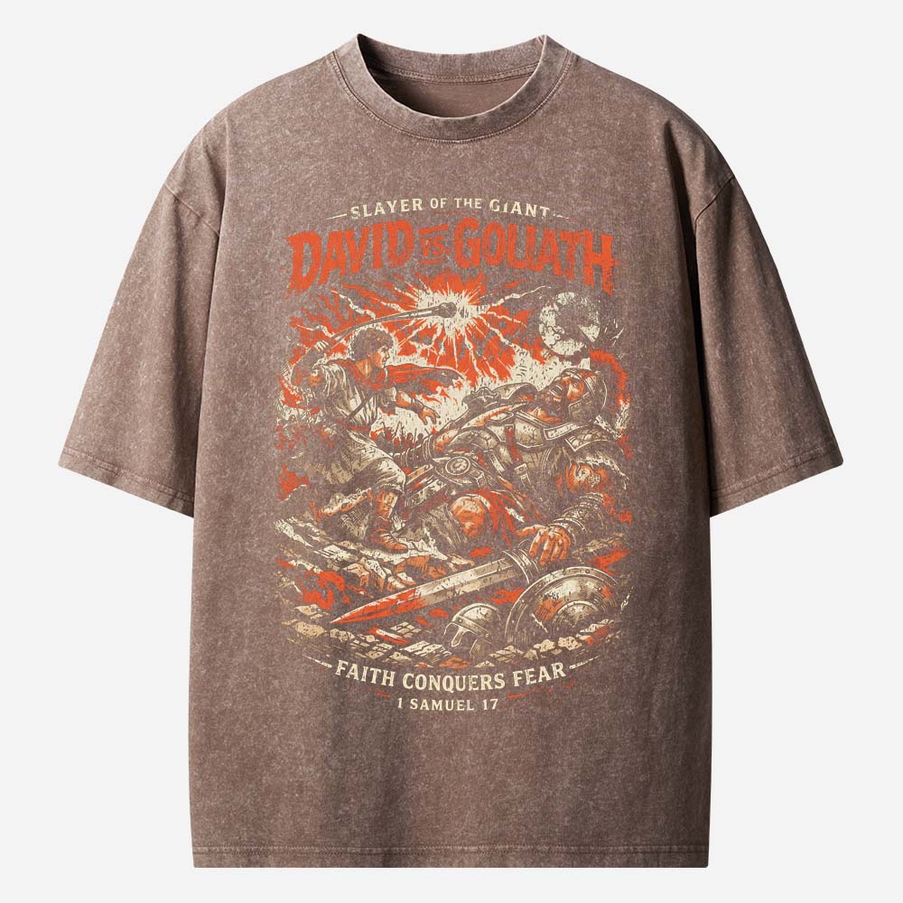 David vs Goliath Christian Washed T-Shirt