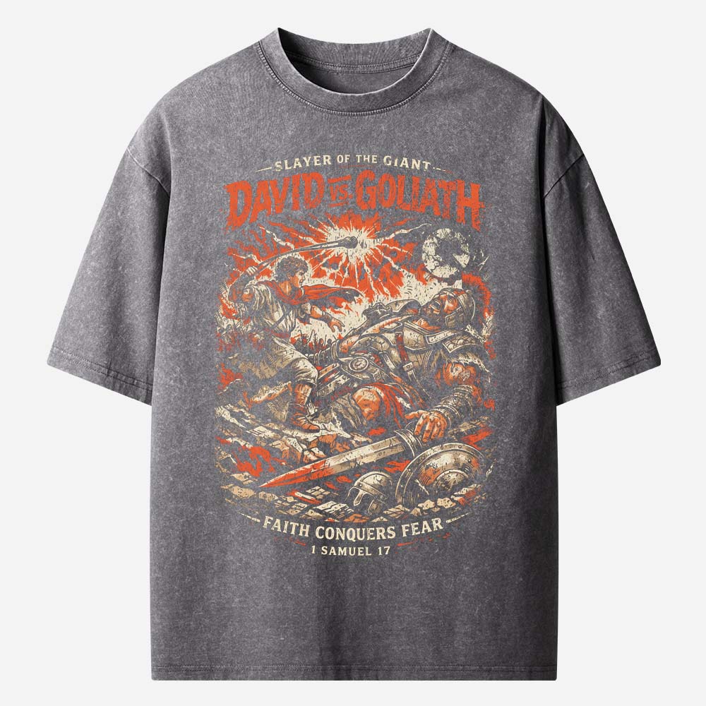 David vs Goliath Christian Washed T-Shirt