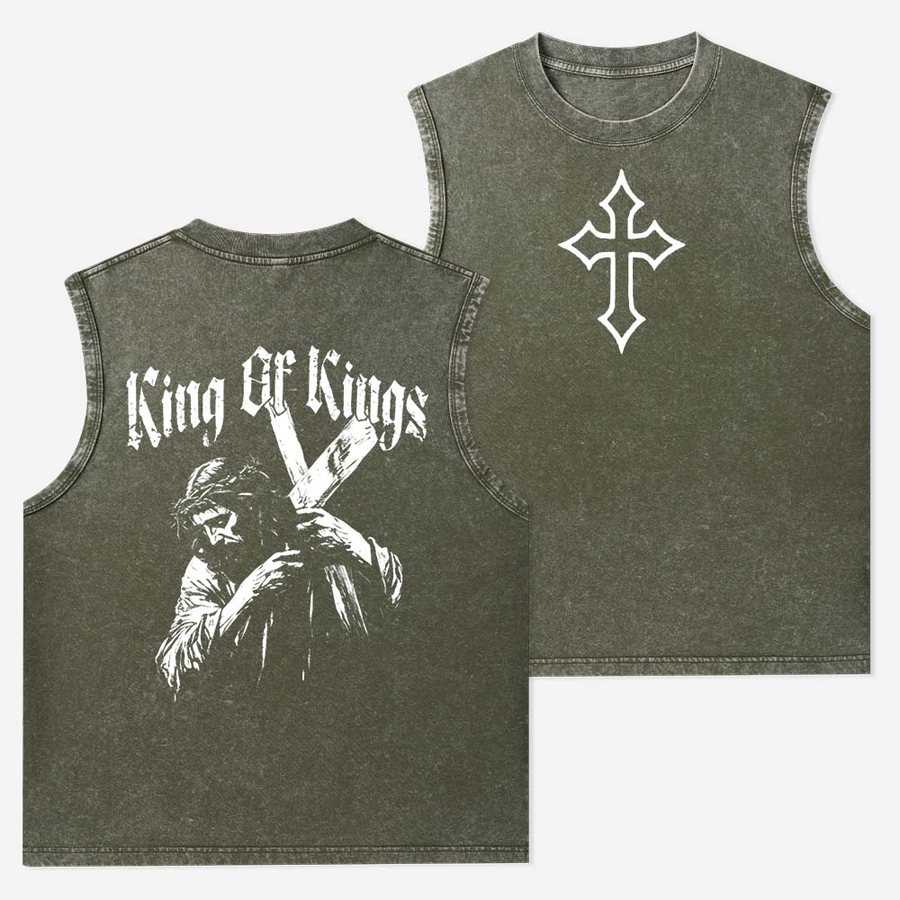 King of Kings Christian Washed Tank Top