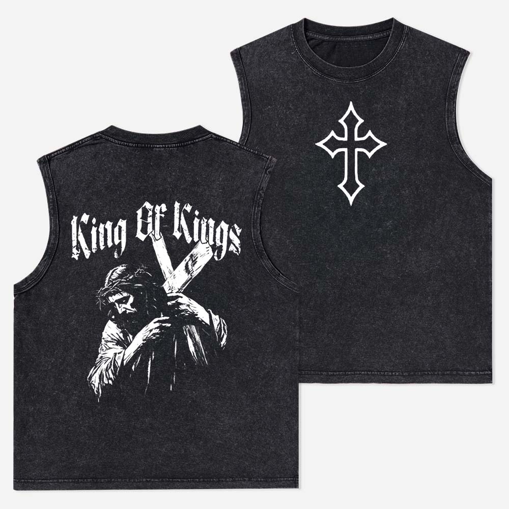 King of Kings Christian Washed Tank Top