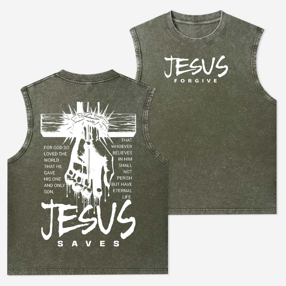 Jesus Forgive Christian Washed Tank Top