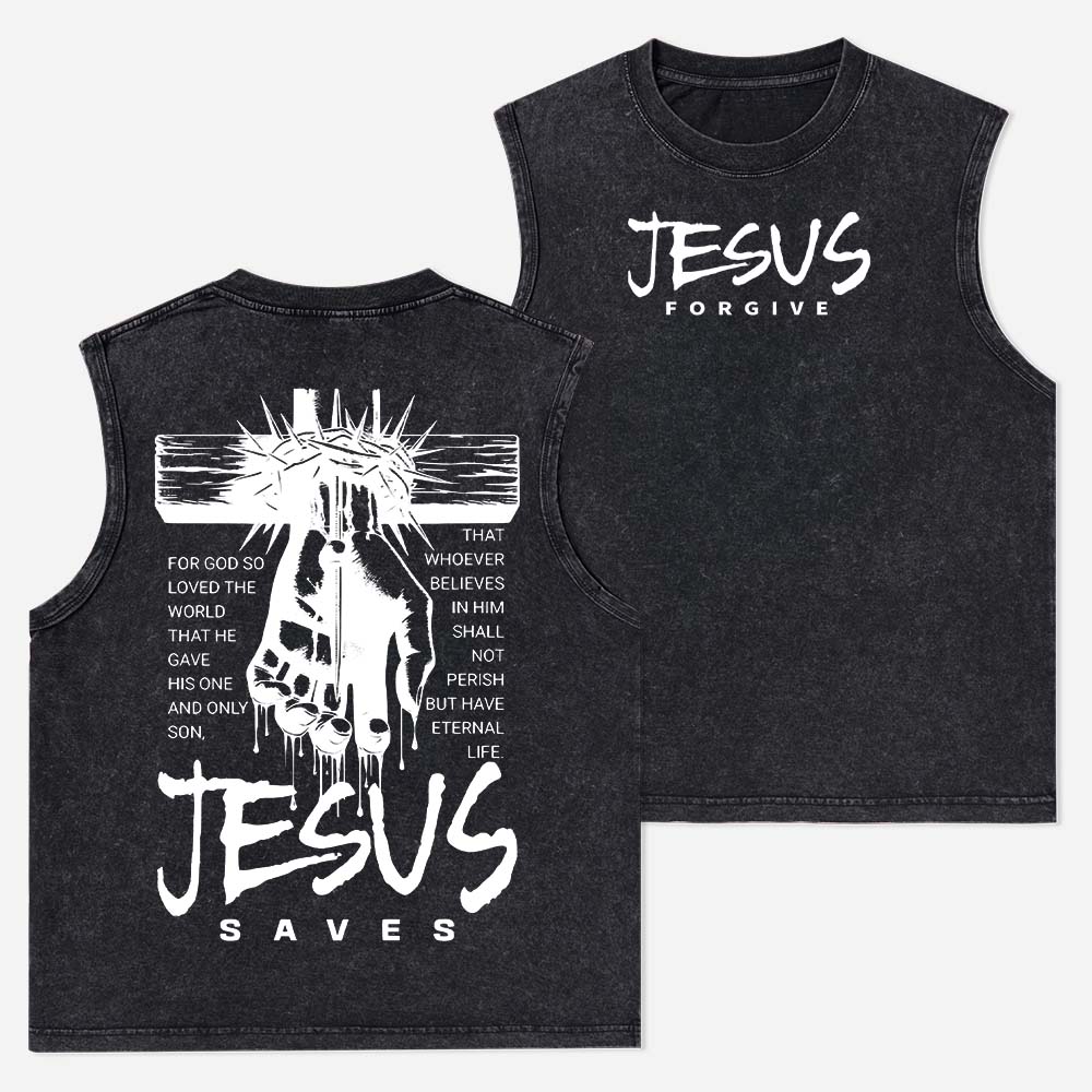 Jesus Forgive Christian Washed Tank Top