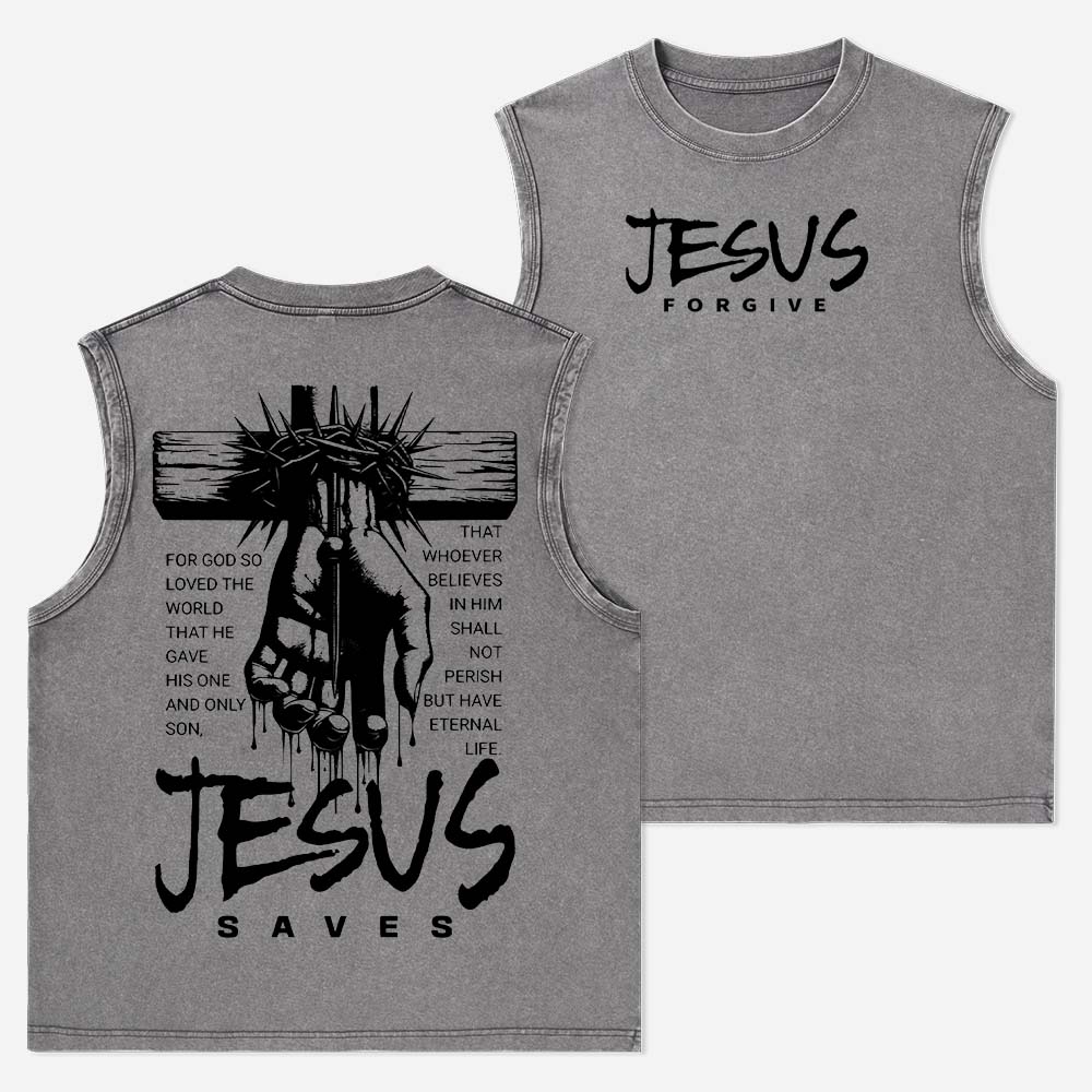 Jesus Forgive Christian Washed Tank Top