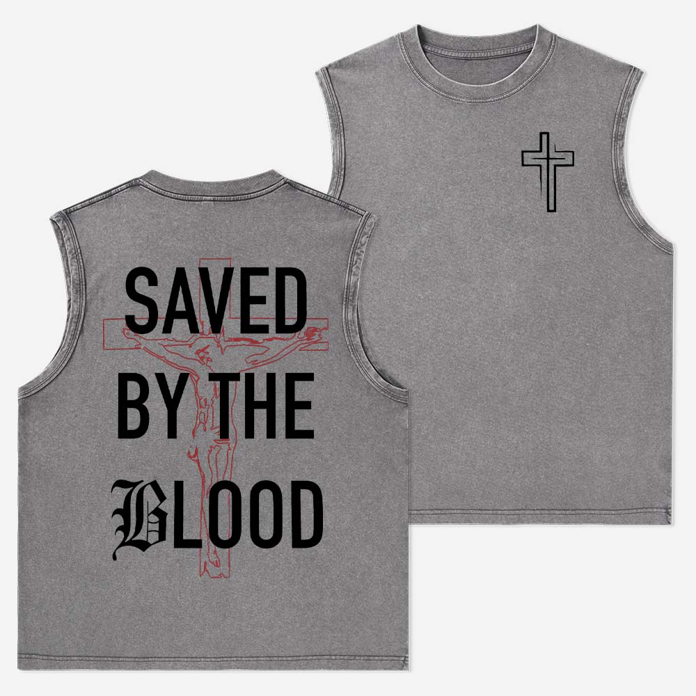 Saved by The Blood Christian Washed Tank Top