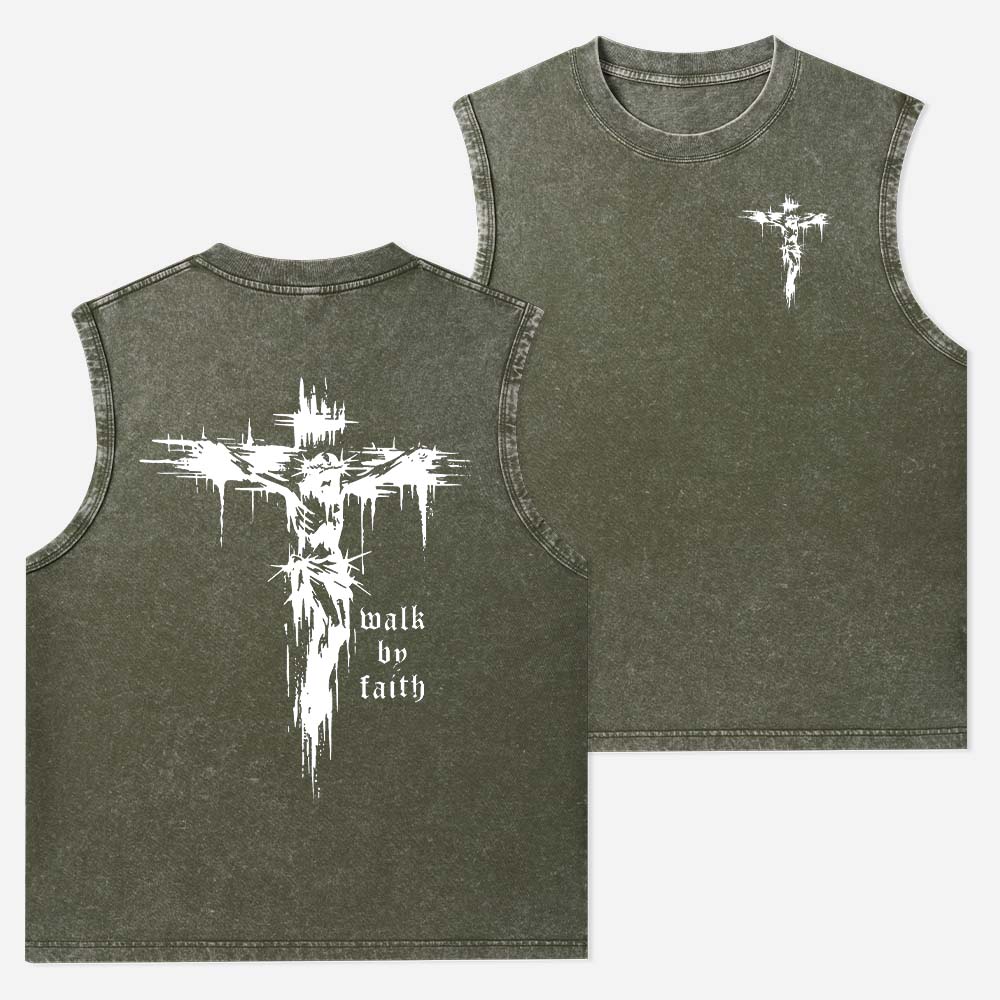 Walk by Faith Christian Washed Tank Top