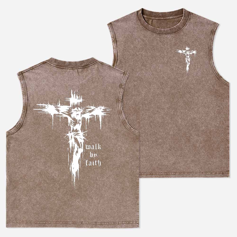 Walk by Faith Christian Washed Tank Top