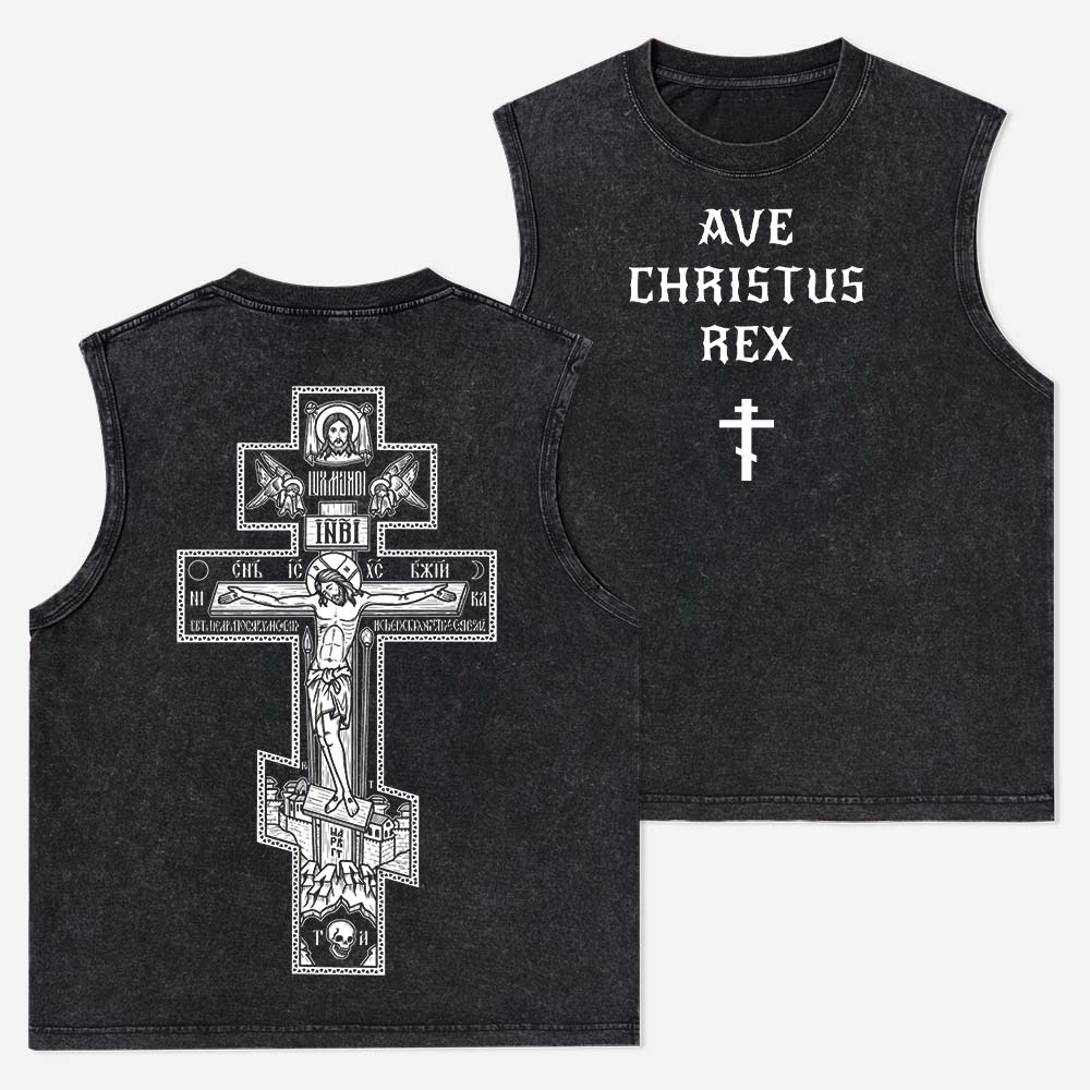 Ave Christus Rex Christian Washed Tank Top