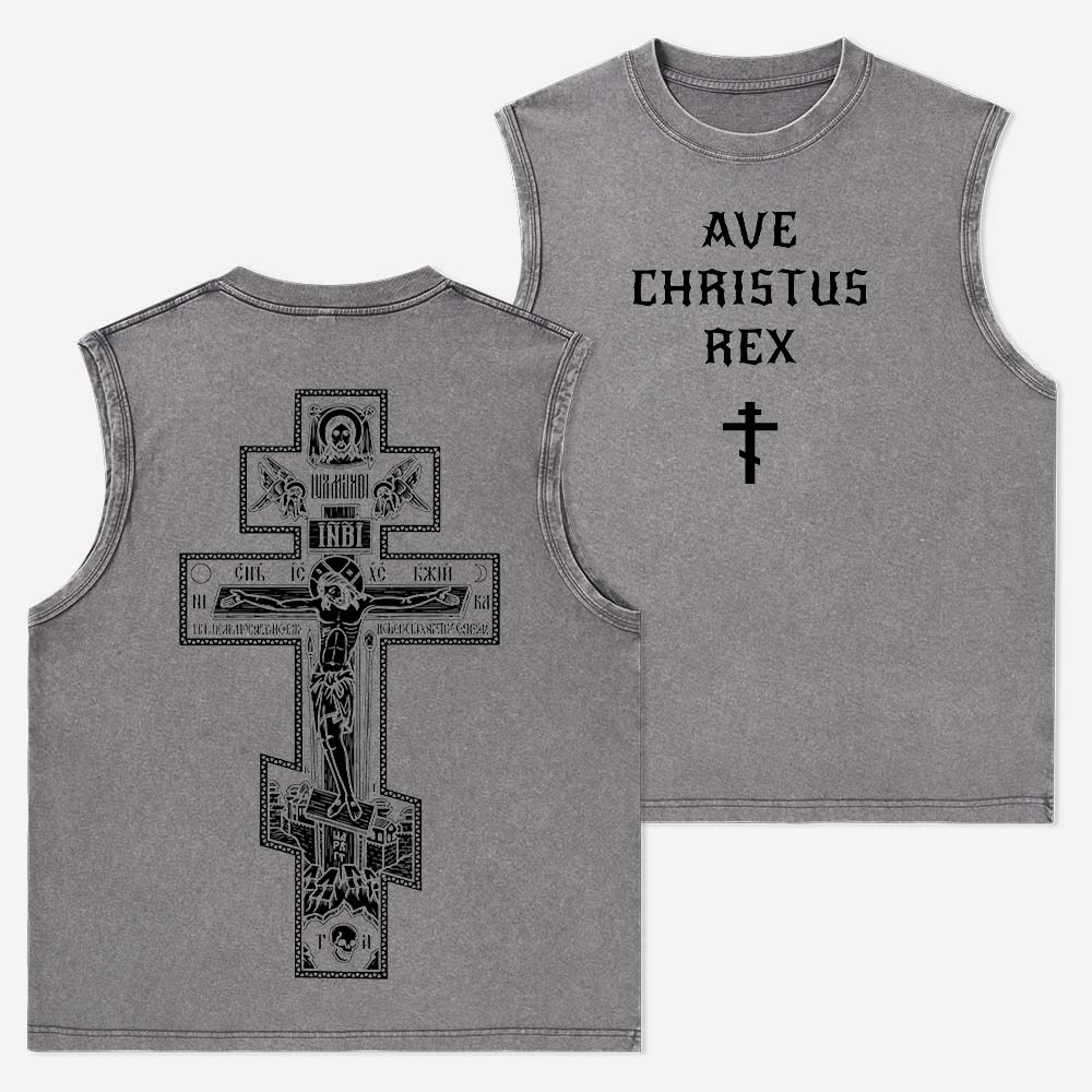 Ave Christus Rex Christian Washed Tank Top