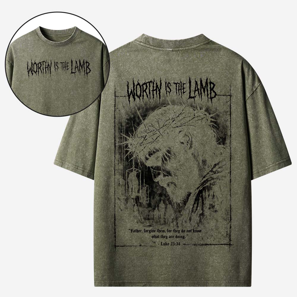 Worthy is The Lamb Christian Washed T-Shirt
