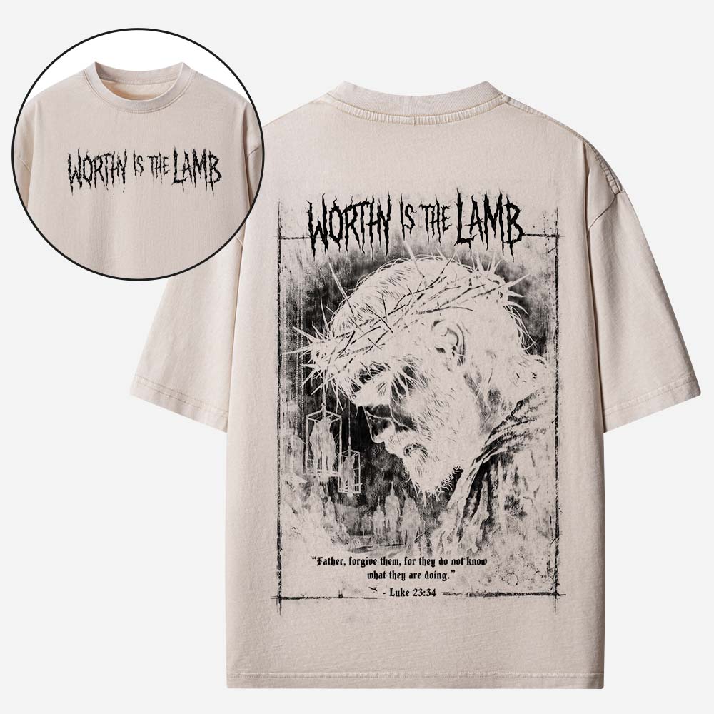 Worthy is The Lamb Christian Washed T-Shirt