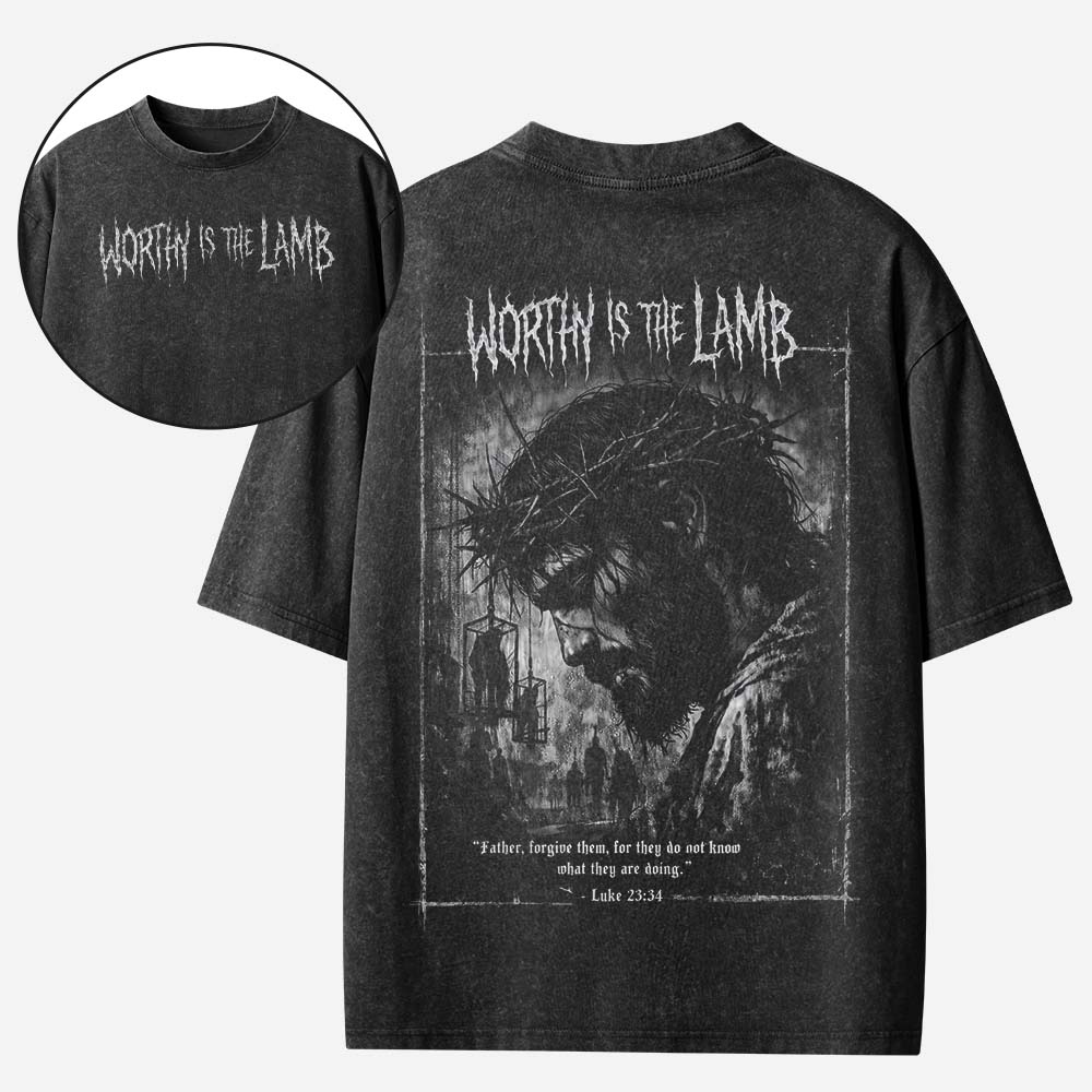 Worthy is The Lamb Christian Washed T-Shirt