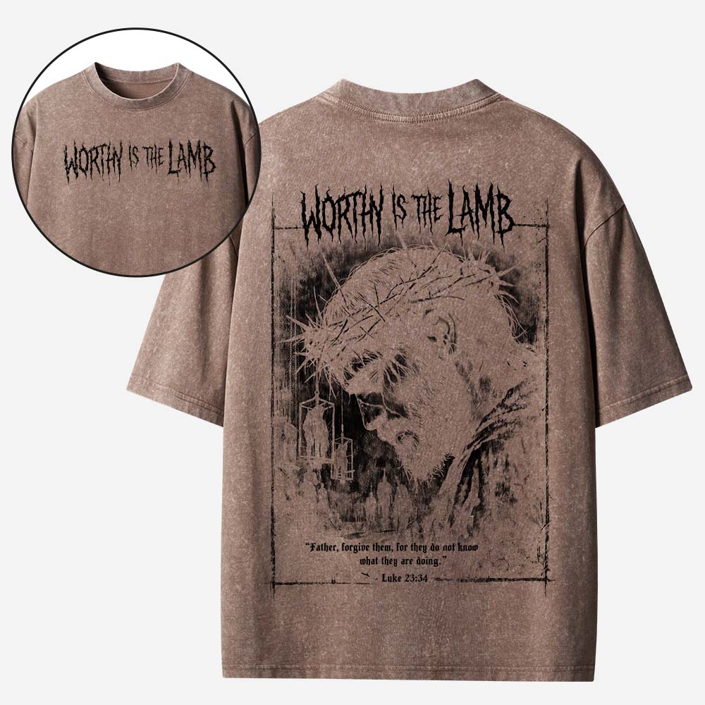 Worthy is The Lamb Christian Washed T-Shirt