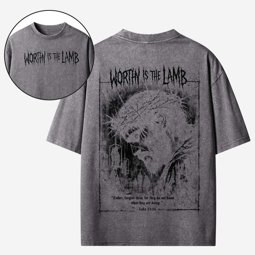 Worthy is The Lamb Christian Washed T-Shirt