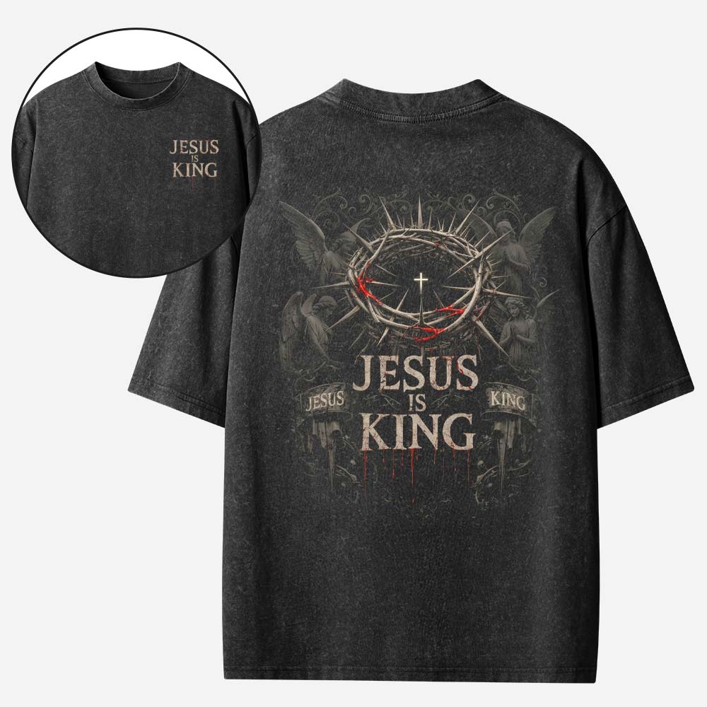 Jesus Is King Christian Washed T-Shirt