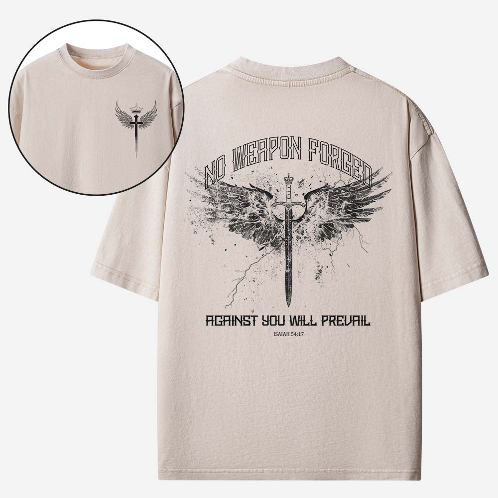 No Weapon Forged Christian Washed T-Shirt