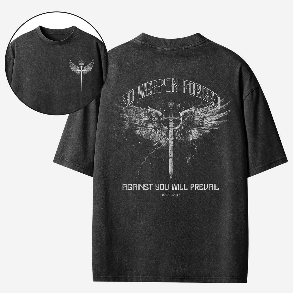 No Weapon Forged Christian Washed T-Shirt