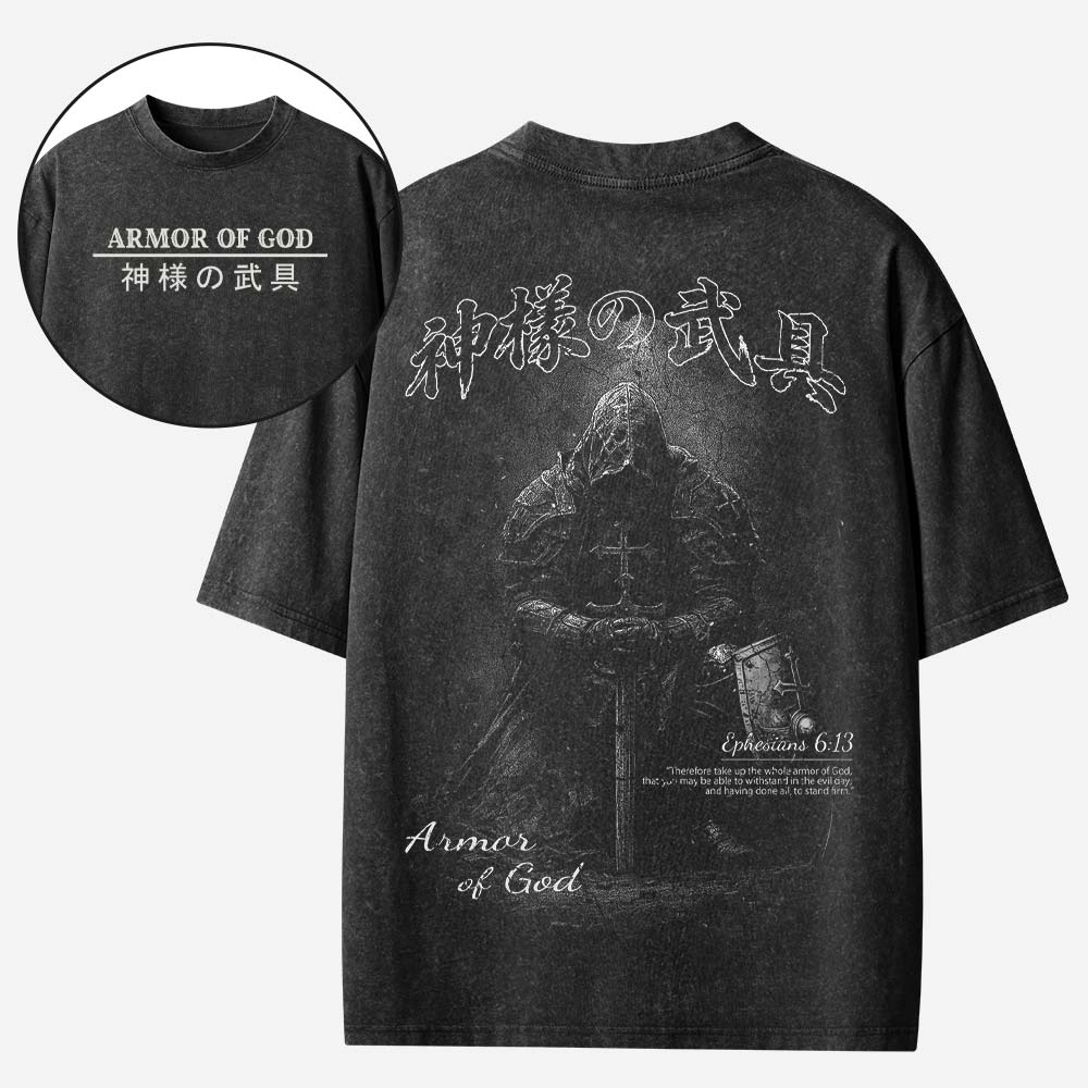 Armor Of God Anime Christian Washed T-Shirt