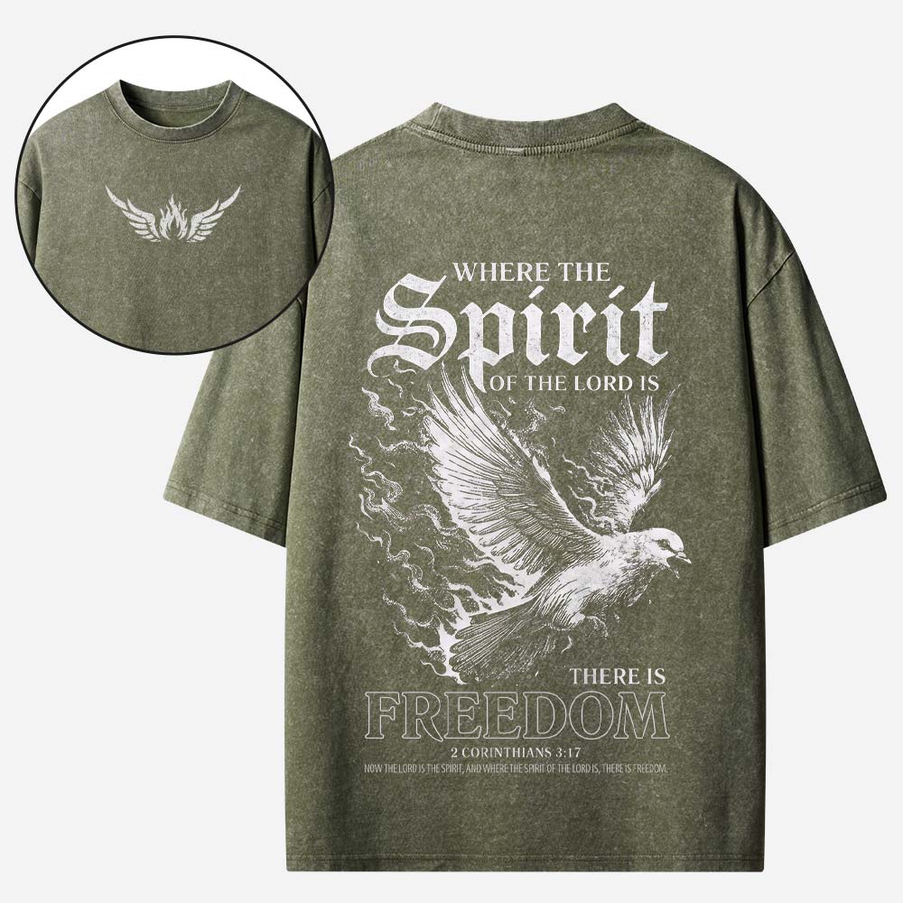 Where The Spirit of the Lord Christian Washed T-Shirt