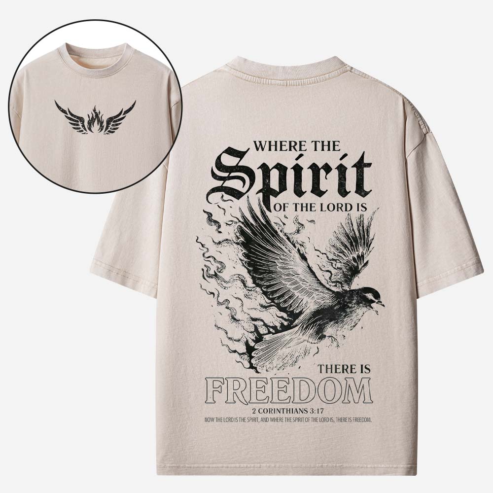 Where The Spirit of the Lord Christian Washed T-Shirt