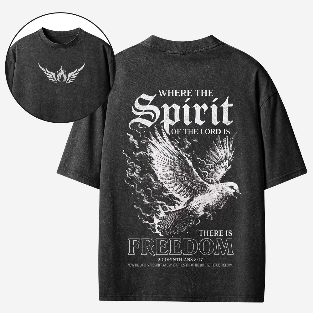 Where The Spirit of the Lord Christian Washed T-Shirt