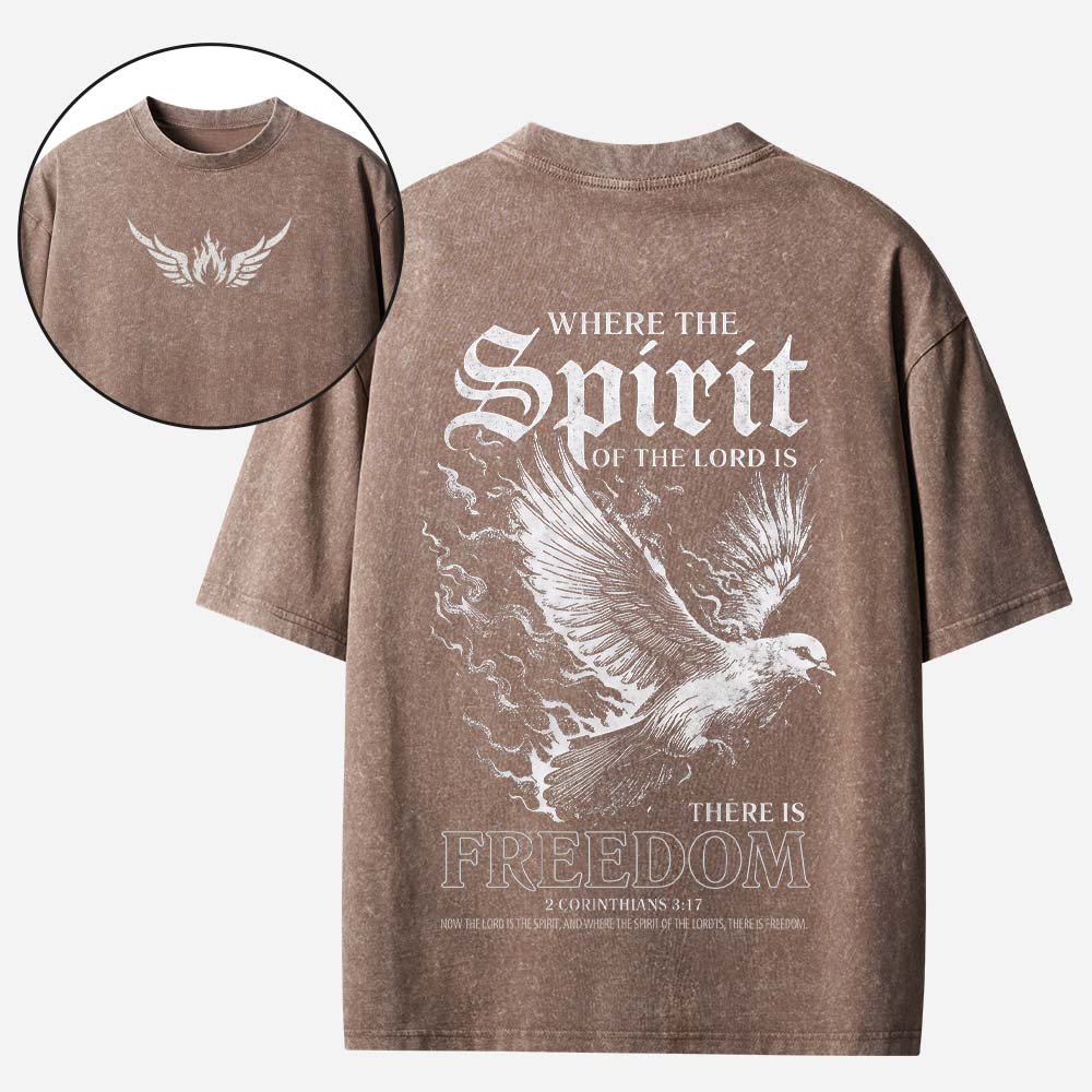 Where The Spirit of the Lord Christian Washed T-Shirt