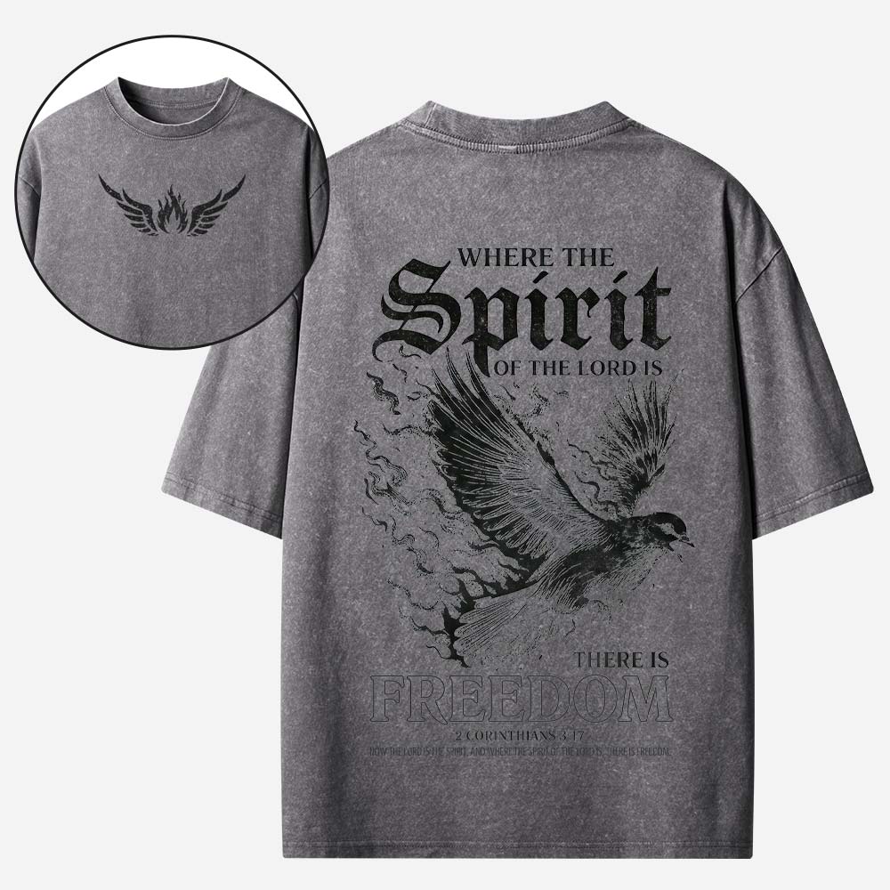 Where The Spirit of the Lord Christian Washed T-Shirt