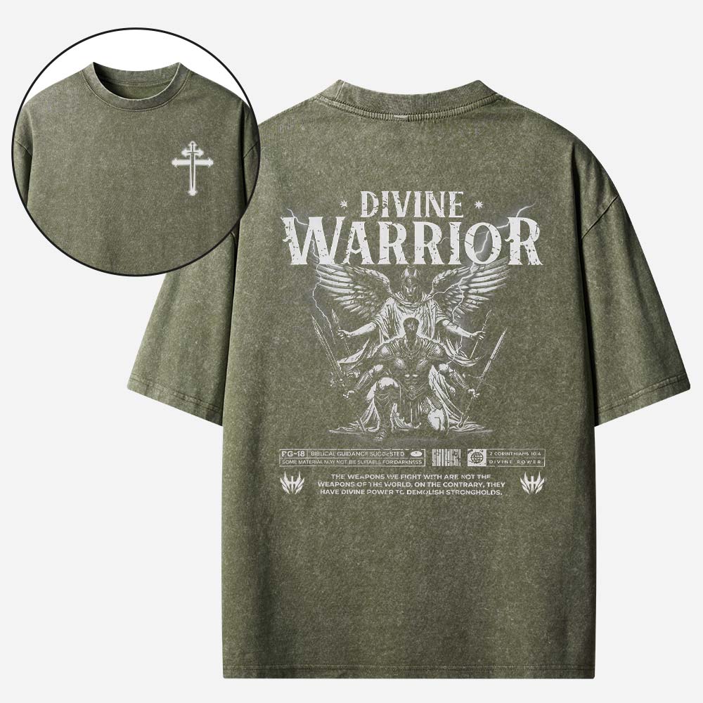 Divine Warrior Christian Washed T-Shirt